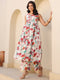 Cream Pure Cotton Floral Printed A-line Maternity Kurta Pant Set